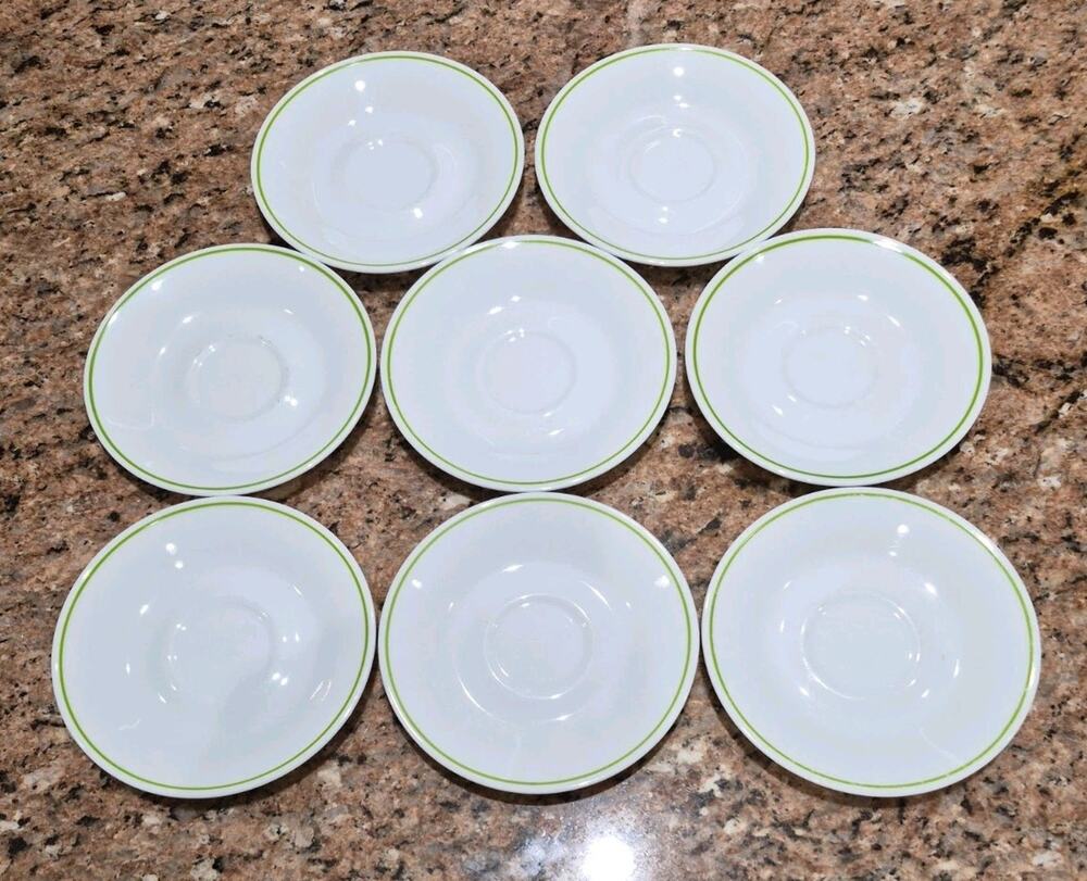 Corelle Wildflower (1977) Tea Saucer Green Trim Vintage 6.25" (Set Of 8)